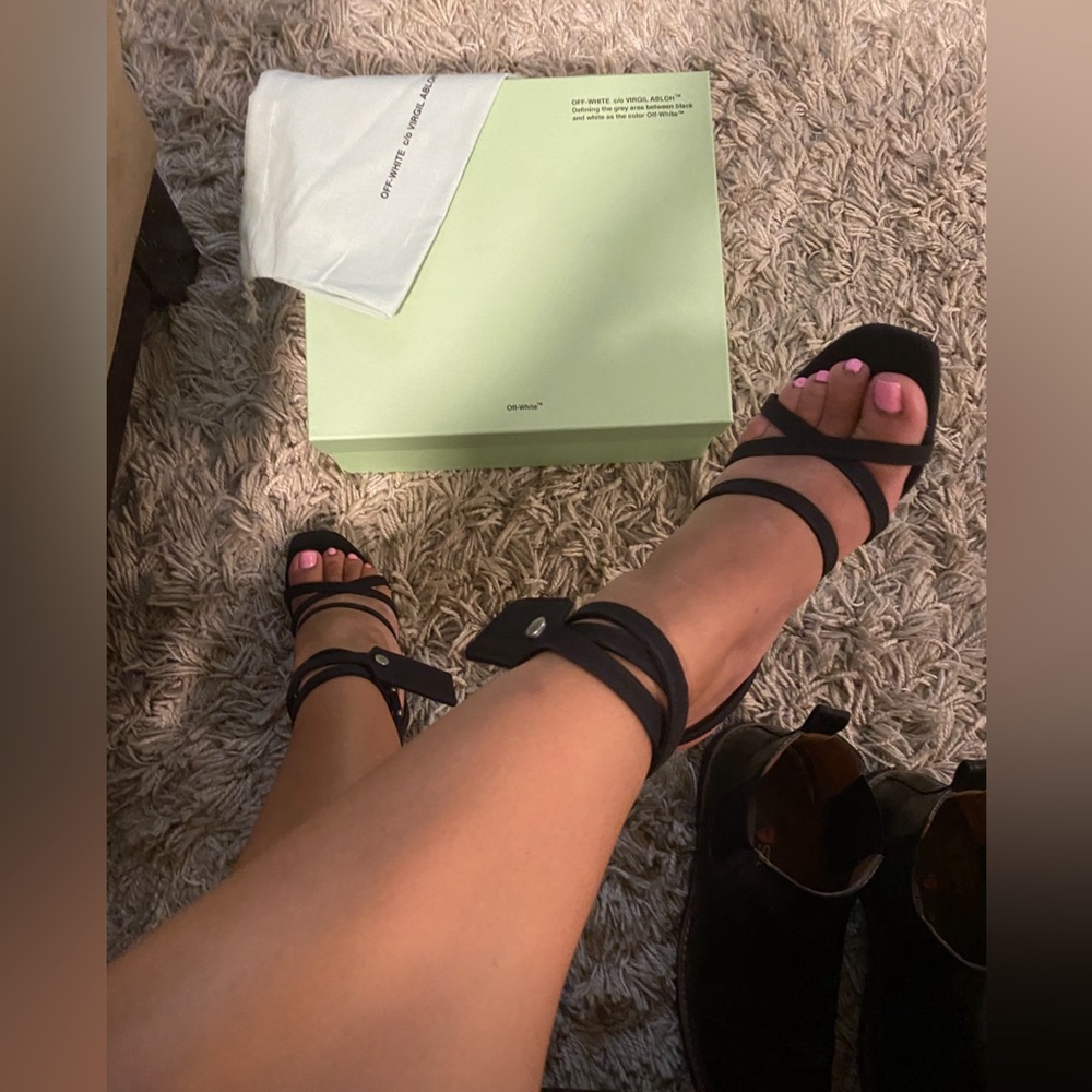 Off White Zip Tie Heels Stiletto Sandals